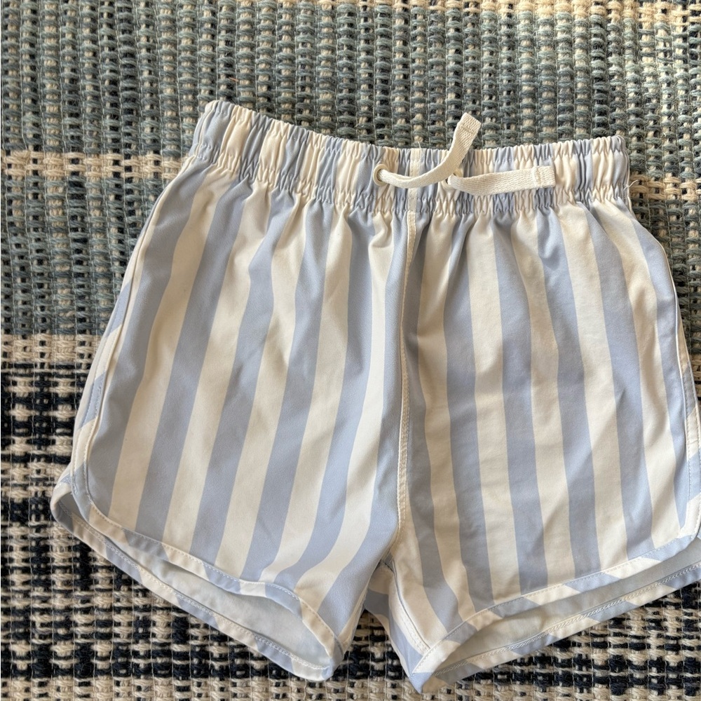 Rylee + Cru Blue and White Striped Kids Swim Shorts